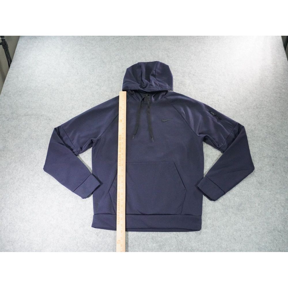 Nike Hoodie Mens Small Blue therma-Fit Long Sleeve Swoosh Arm Pocket Gym Running - Picture 3 of 10
